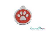 HundemarkePfote strass 30mm mit Gravur