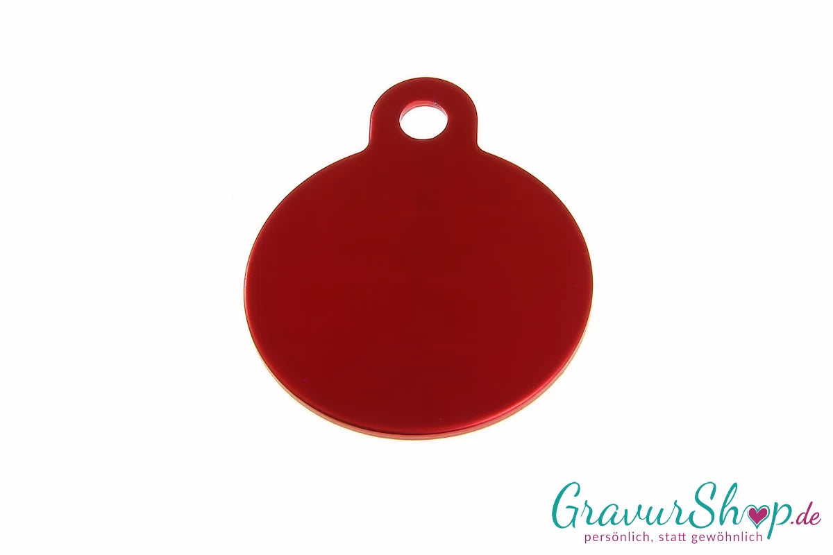 Hundemarke 30 rot mit Gravur