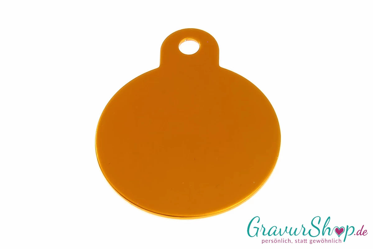 Hundemarke 30mm gold mit Gravur