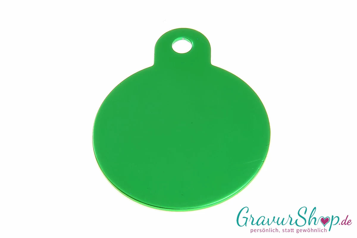 Hundemarke 30mm grün mit Gravur