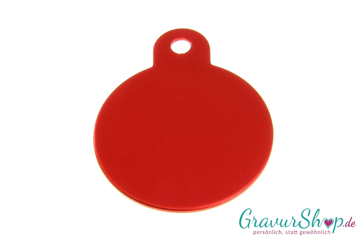Hundemarke 30mm rot mit Gravur