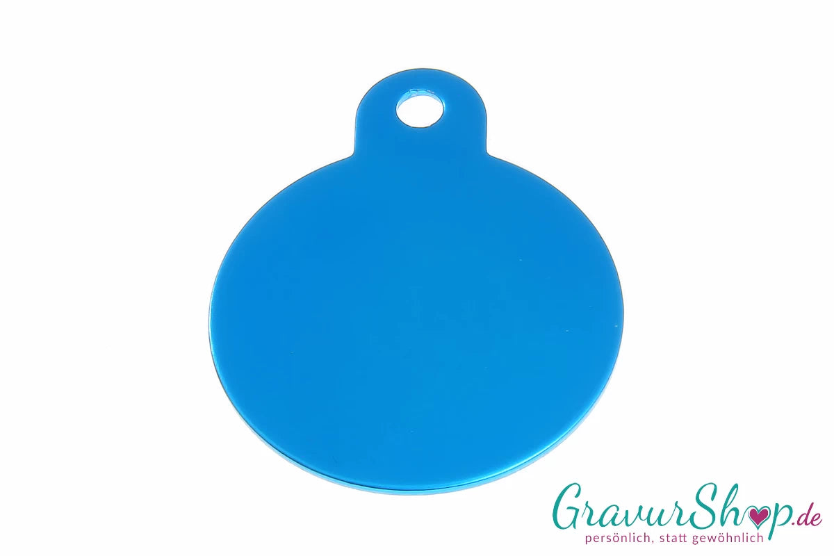 Hundemarke 30mm türkis mit Gravur