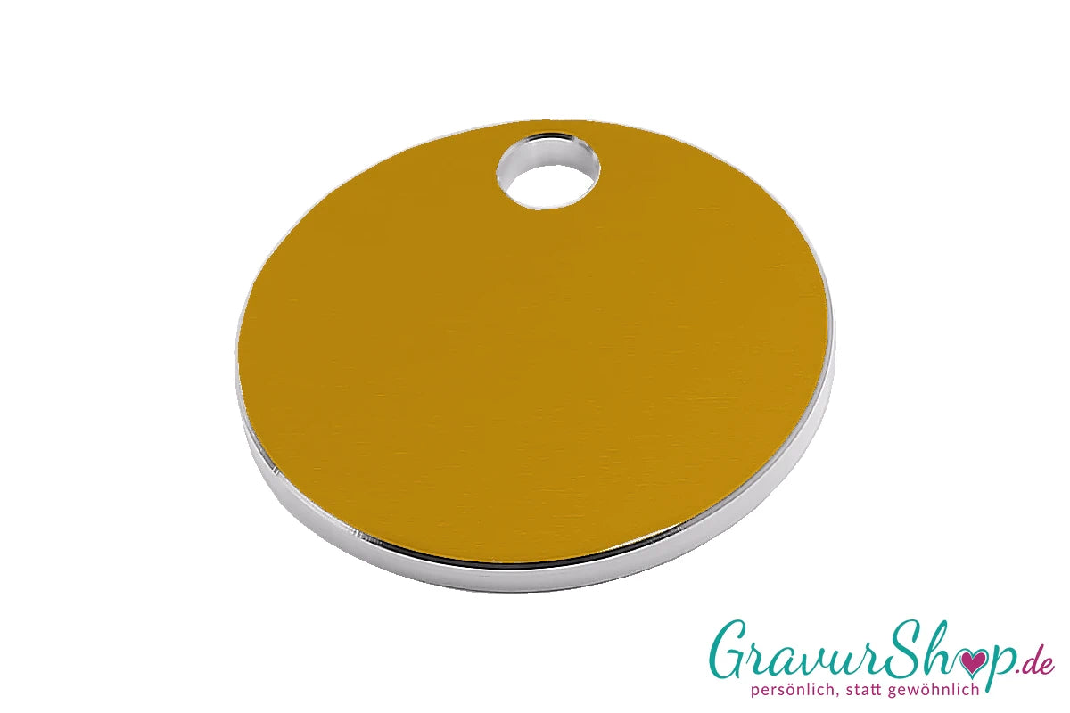 Hundemarke rund gold groß zum Gravieren