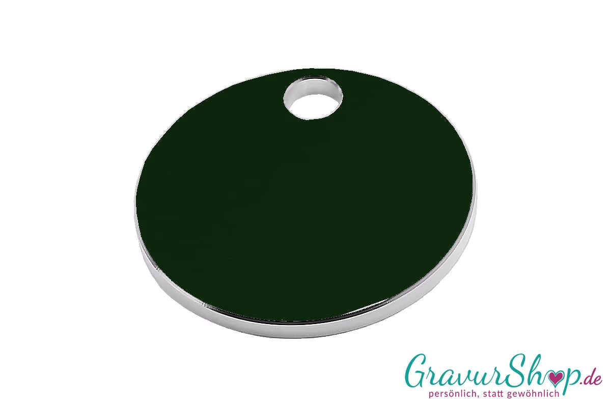 Hundemarke rund gruen groß zum Gravieren