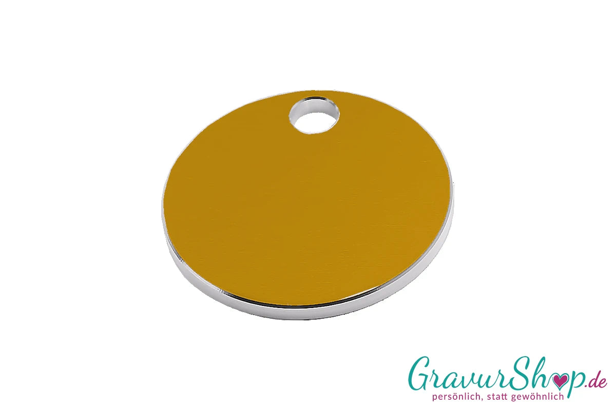 Hundemarke rund gold klein gravierbar