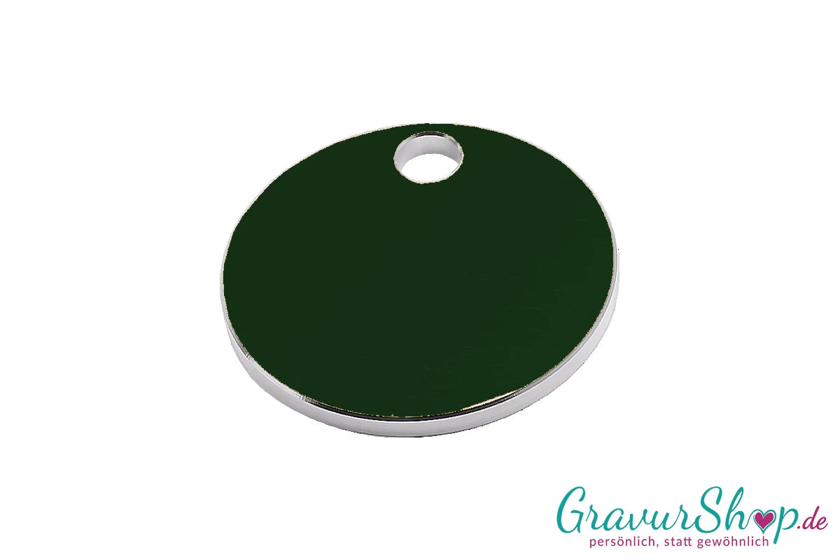 Hundemarke rund gruen klein gravierbar