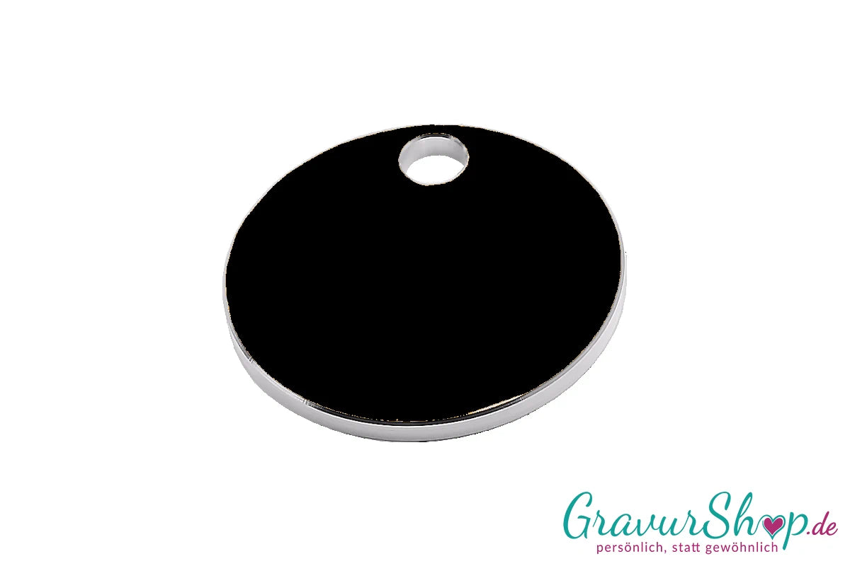 Hundemarke rund schwarz klein gravierbar
