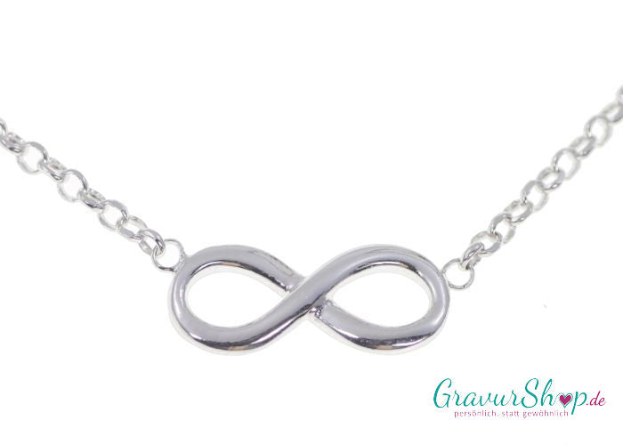 Infinity Kette aus 925 rhodiniertem Silber ohne Gravur