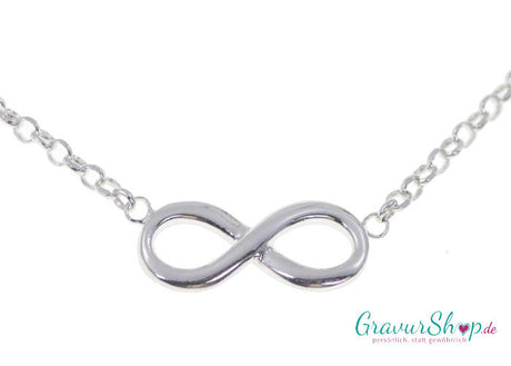 Infinity Kette aus 925 rhodiniertem Silber ohne Gravur