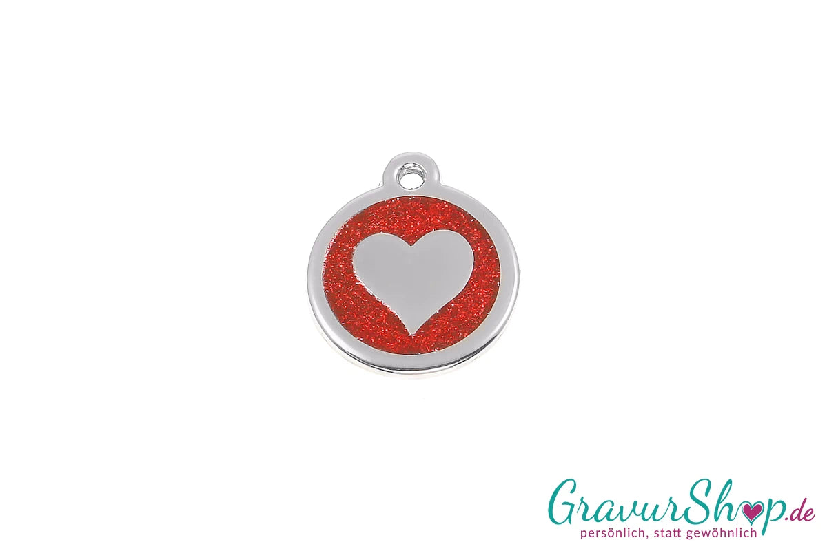 Red Dingo Katzenmarke Herz Glitter mit Gravur