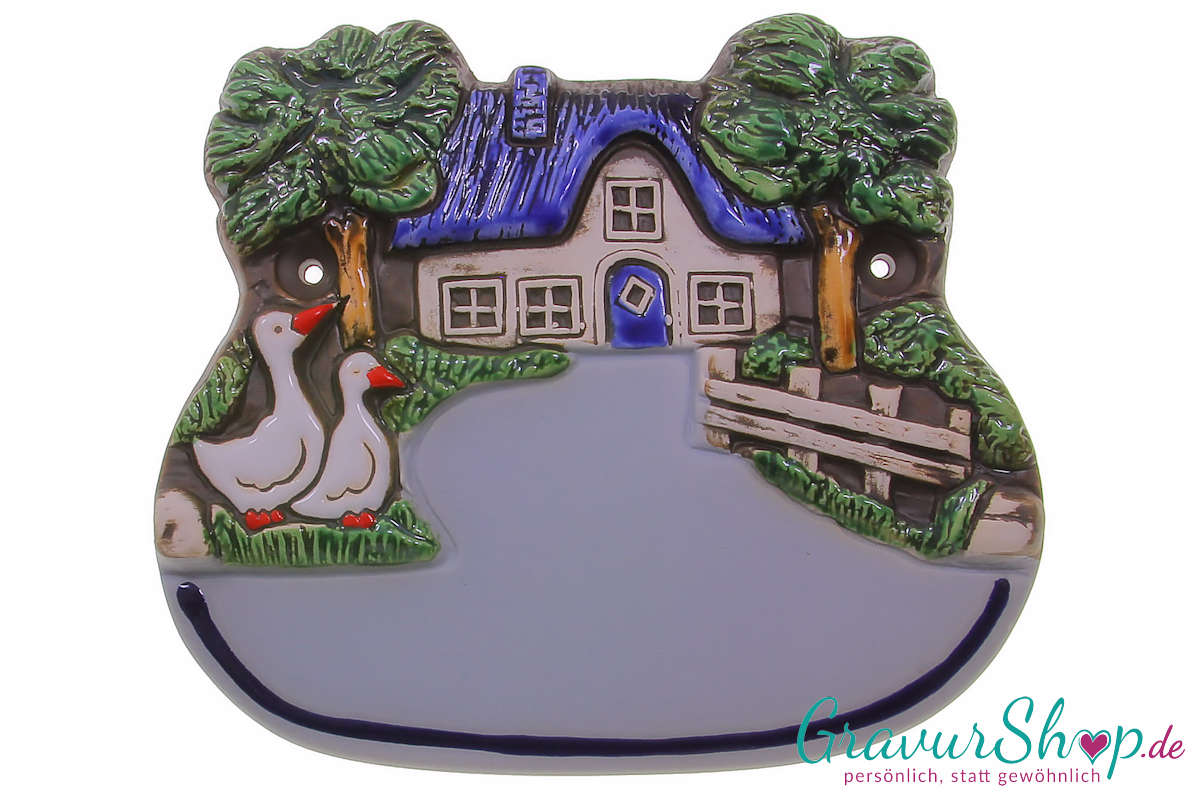 Keramikschild 20 B grau mit Gravur
