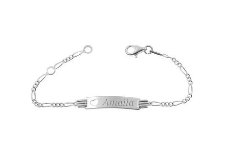 925er Kinder-Armband 11x13cm-13x15cm und ausgestanztem Herzen inkl. Gravur
