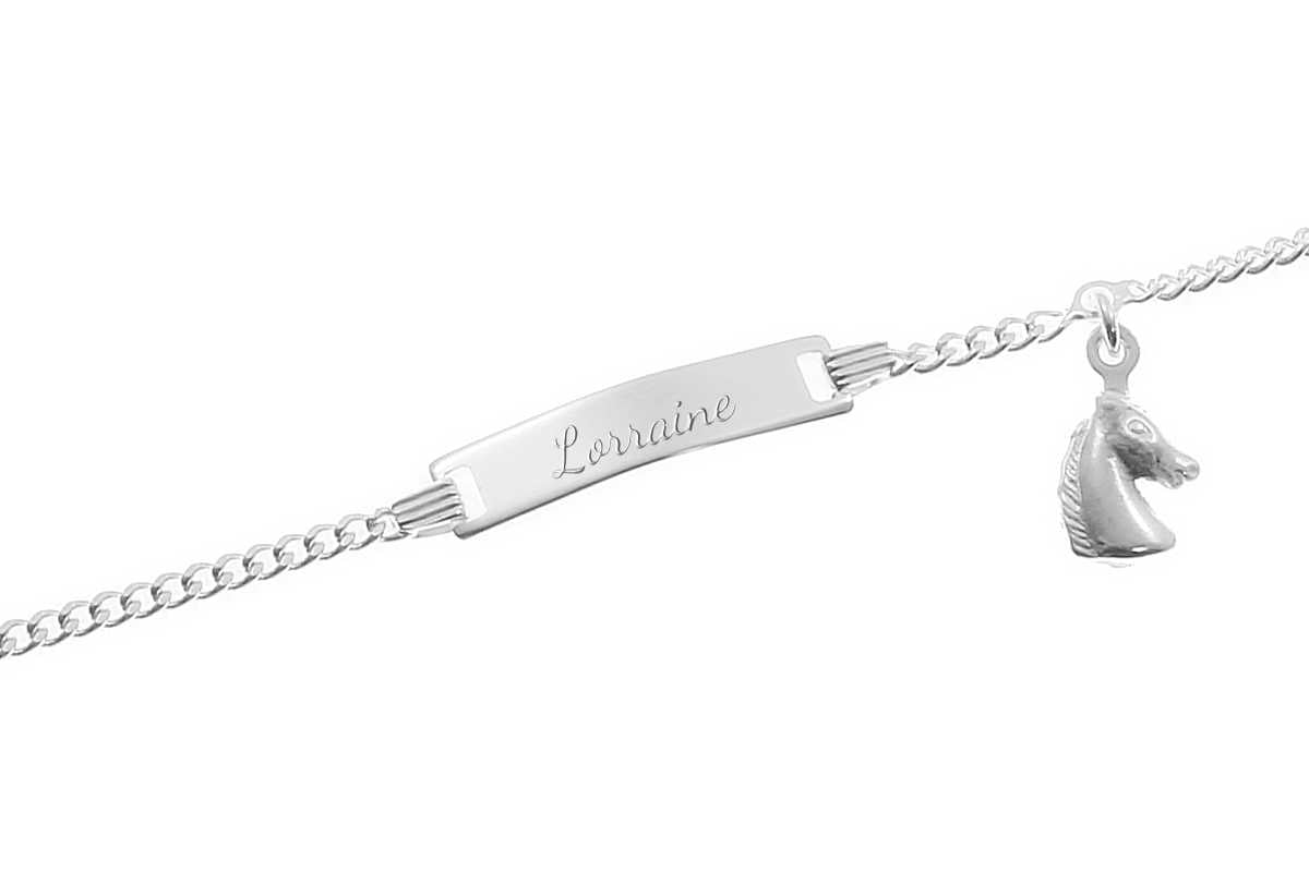 925er Kinder-Armband mit Pferd-Anhänger inkl. Gravur