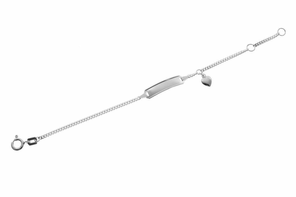925er Kinder-Panzerarmband mit Herz inkl. Gravur