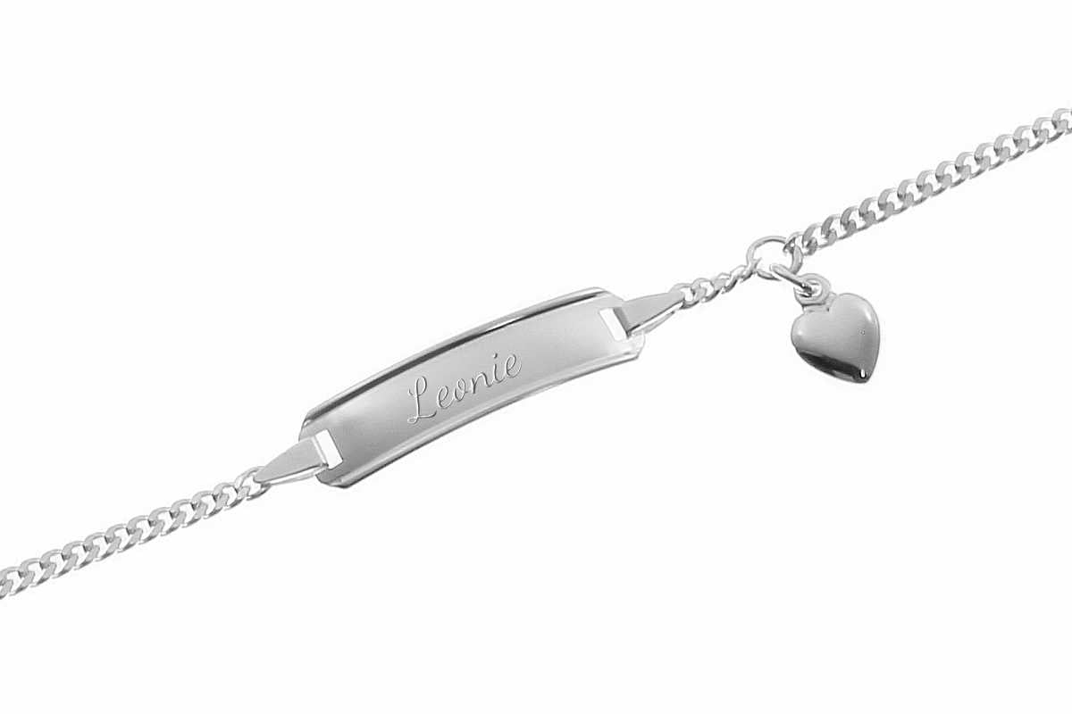 925er Kinder-Panzerarmband mit Herz inkl. persönlicher Gravur