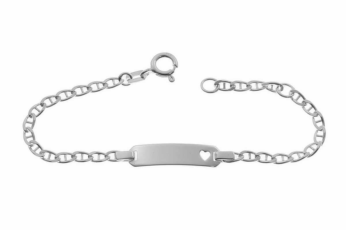 925er Kinder-Armband 12-14cm mit ausgestanztem Herz inkl. persönlicher Gravur