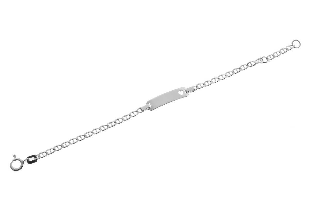 Identitäts Kinder-Armband 12-14cm mit ausgestanztem Herz inkl. persönlicher Gravur