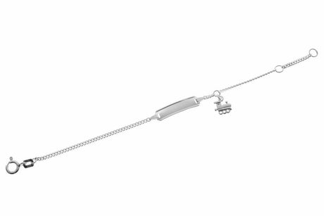 Kinder-Silberarmband 17 mit kleiner Lok als Anhänger, 12 bis 14 cm – inkl. Namensgravur