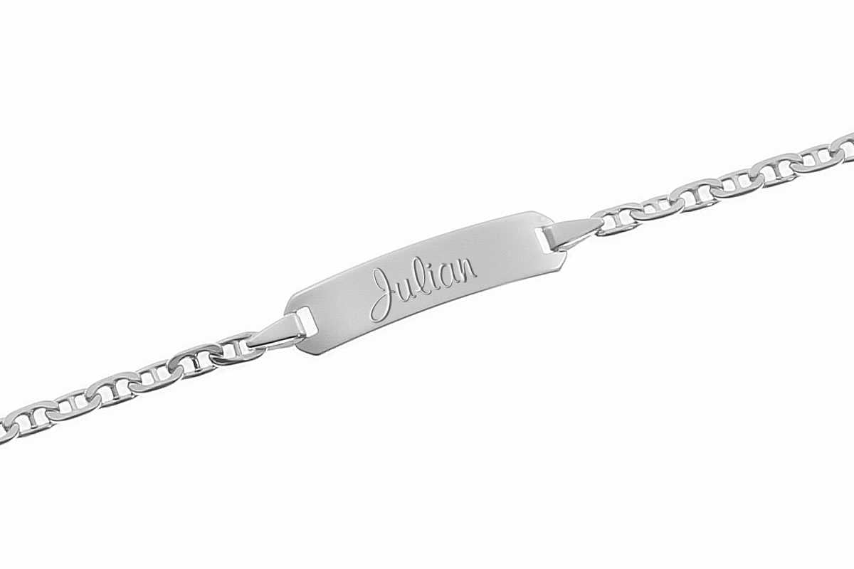 925er Kinder-Armband 12-14cm mit ausgestanztem Herz inkl. persönlicher Gravur