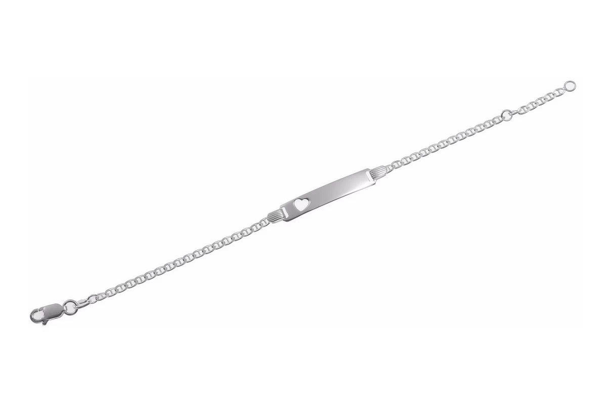 925er Kinder-Silberarmband 14-16cm mit Herz inkl. persönlicher Gravur