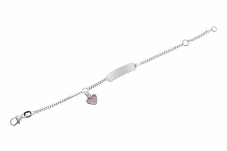 925er Baby-Panzerarmband mit kleinem Herzanhänger inkl. Gravur