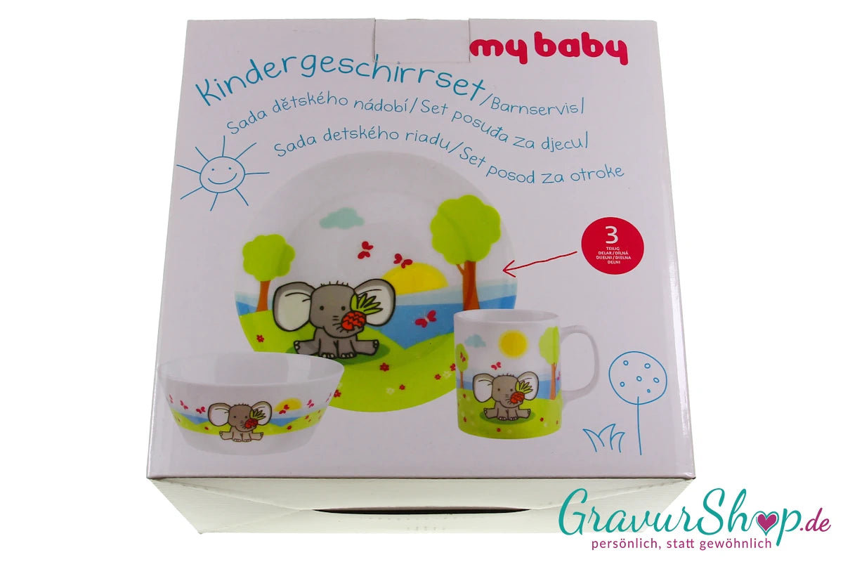Kindergeschirr Elefant Tasse, Becher,Teller