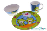 Kindergeschirr Frosch Teller, Schale, Becher