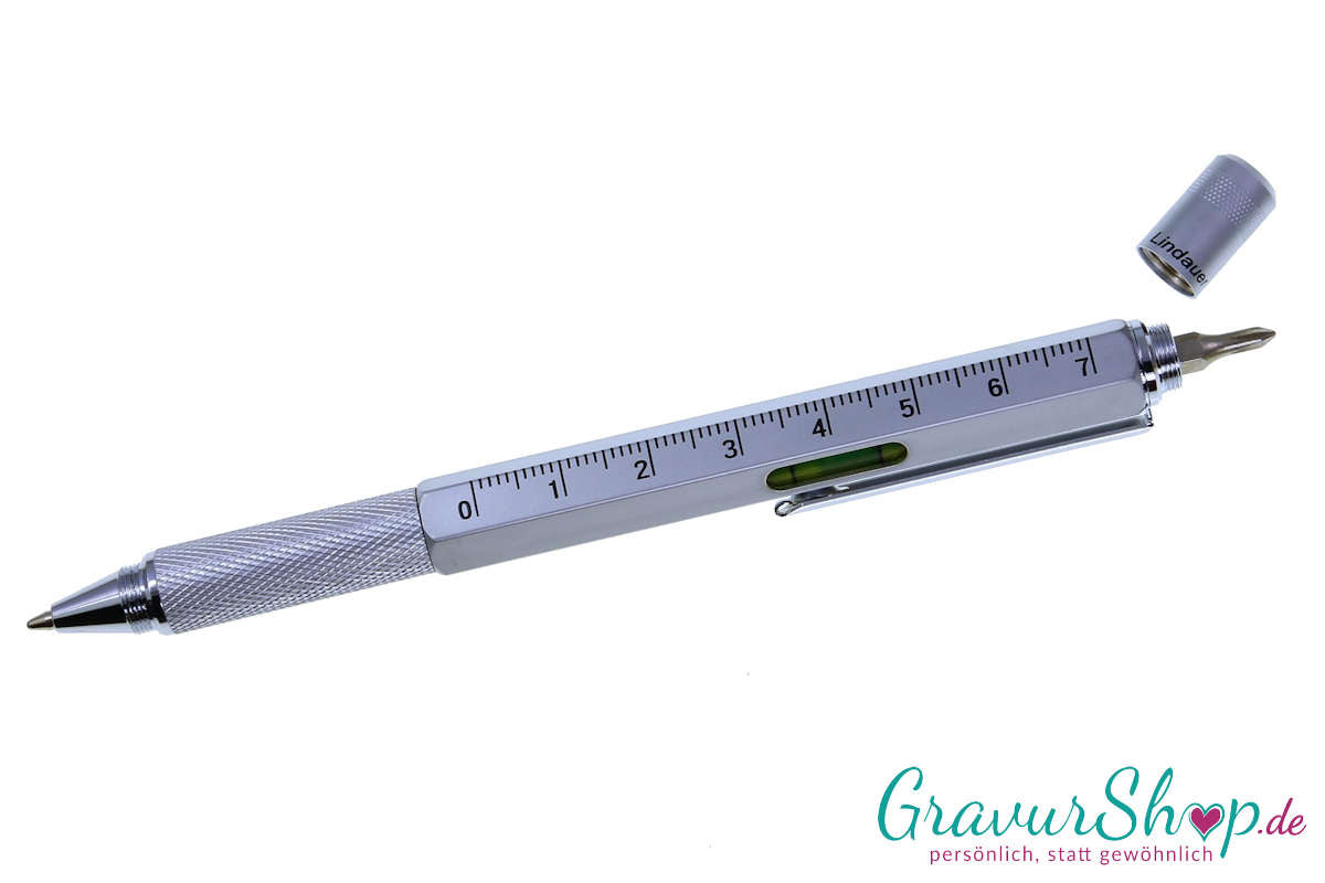 Kugelschreiber 49 mit Gravur Wasserwaage Bits Lineal