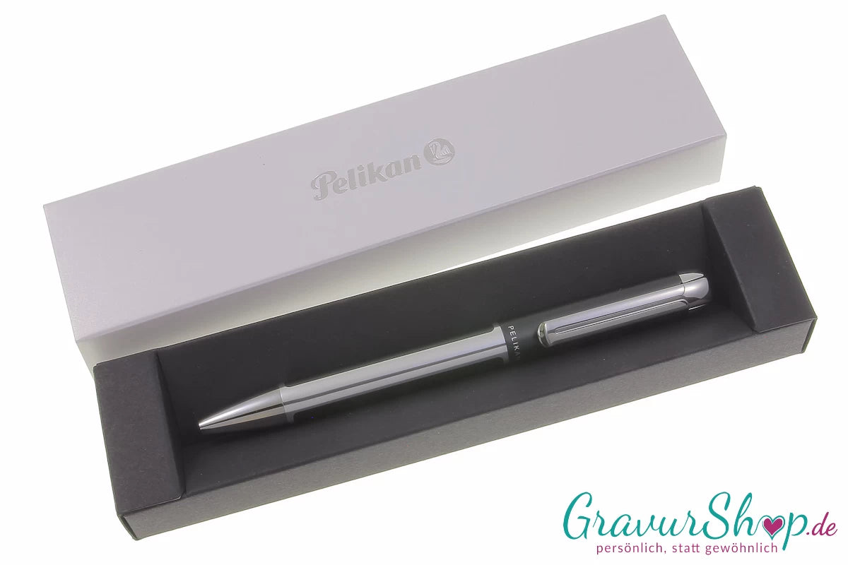 Pelikan Pura Kugelschreiber Anthrazit mit Gravur im Etui