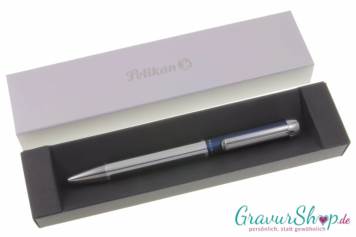 Pelikan Pura Kugelschreiber Petrol mit Gravur im Etui
