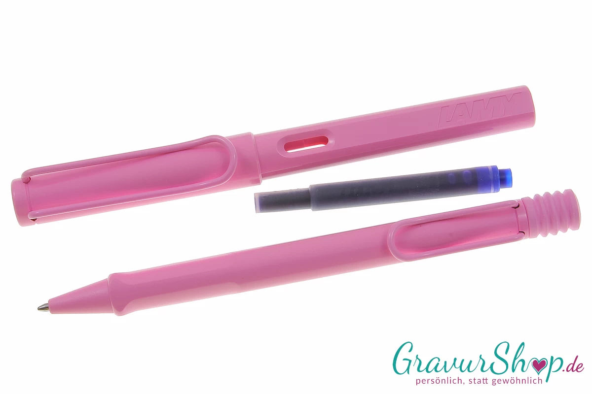 LAMY Safari Schreibset Kuli-Füllhalter lightrose mit Gravur