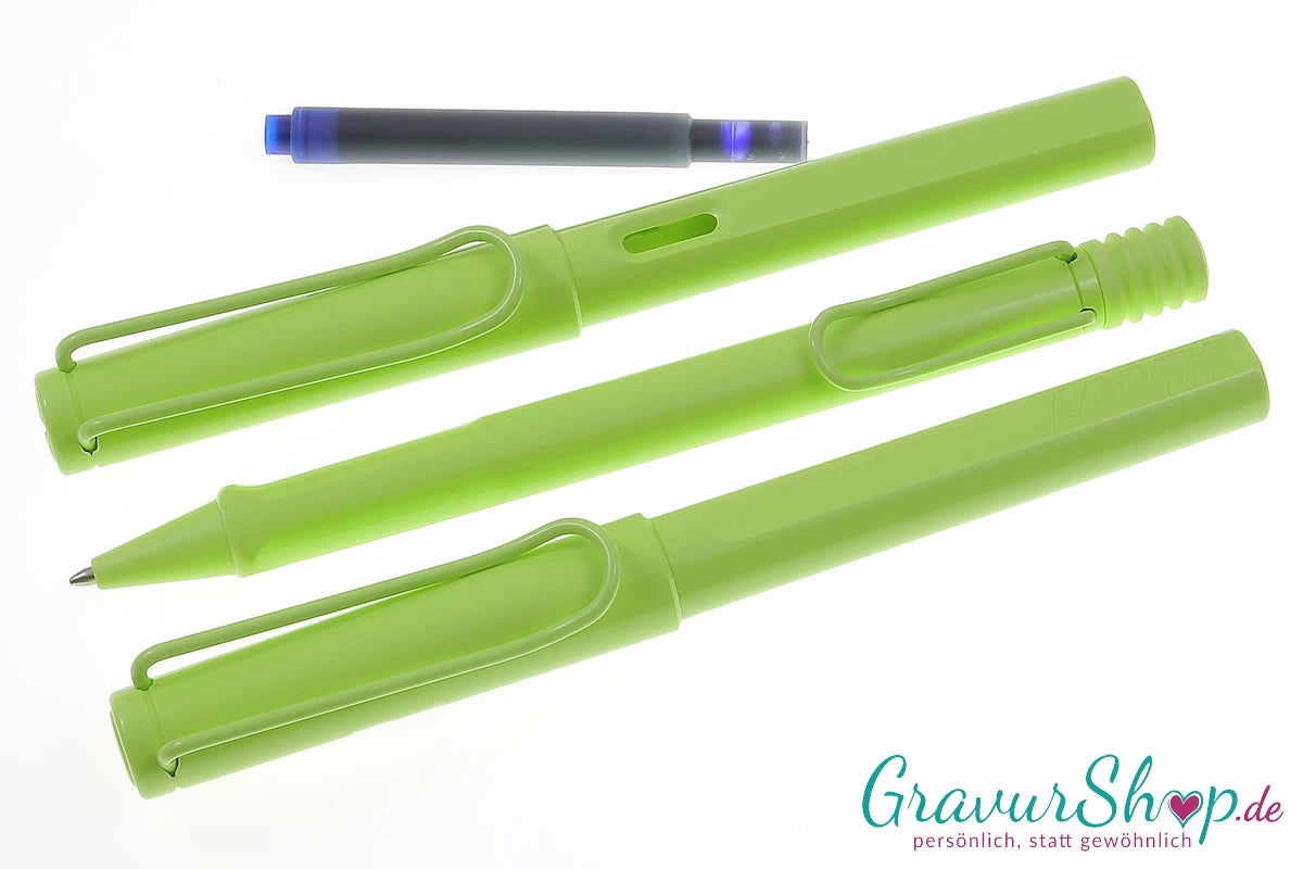 LAMY safari 3er Set Füller-Kuli-Rollerball springgreen mit Gravur