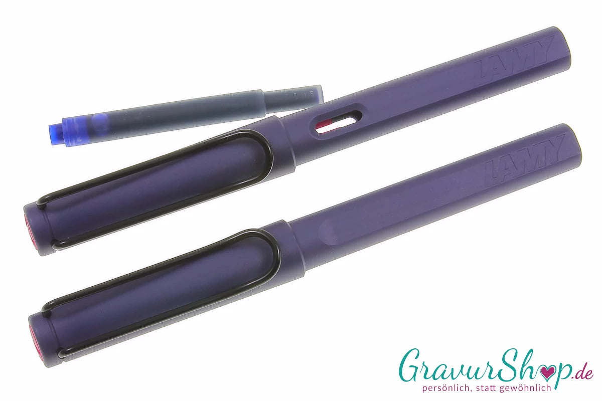 LAMY Safari Schreibset Füller-Tintenroller pink cliff mit Gravur