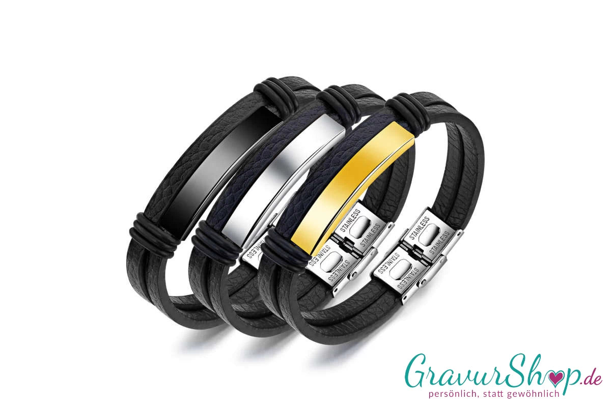 Lederarmband 16 Gold gravierbar