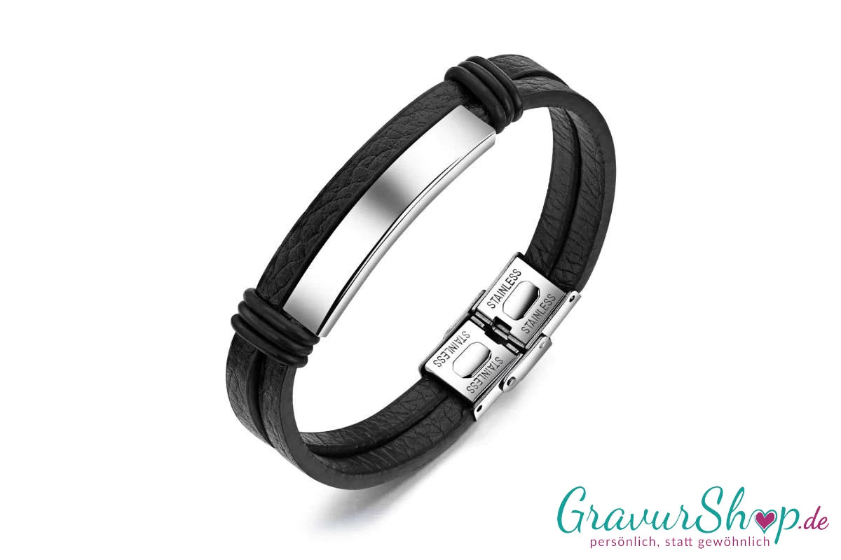 Lederarmband 16 Silber personalisieren