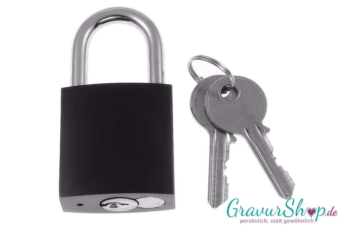 Liebesschloss Nr. 05 mit Gravur -schwarz Bild 3