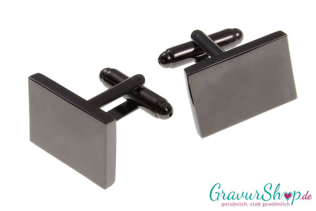 Schwarze Manschettenknöpfe mit persönlicher Gravur