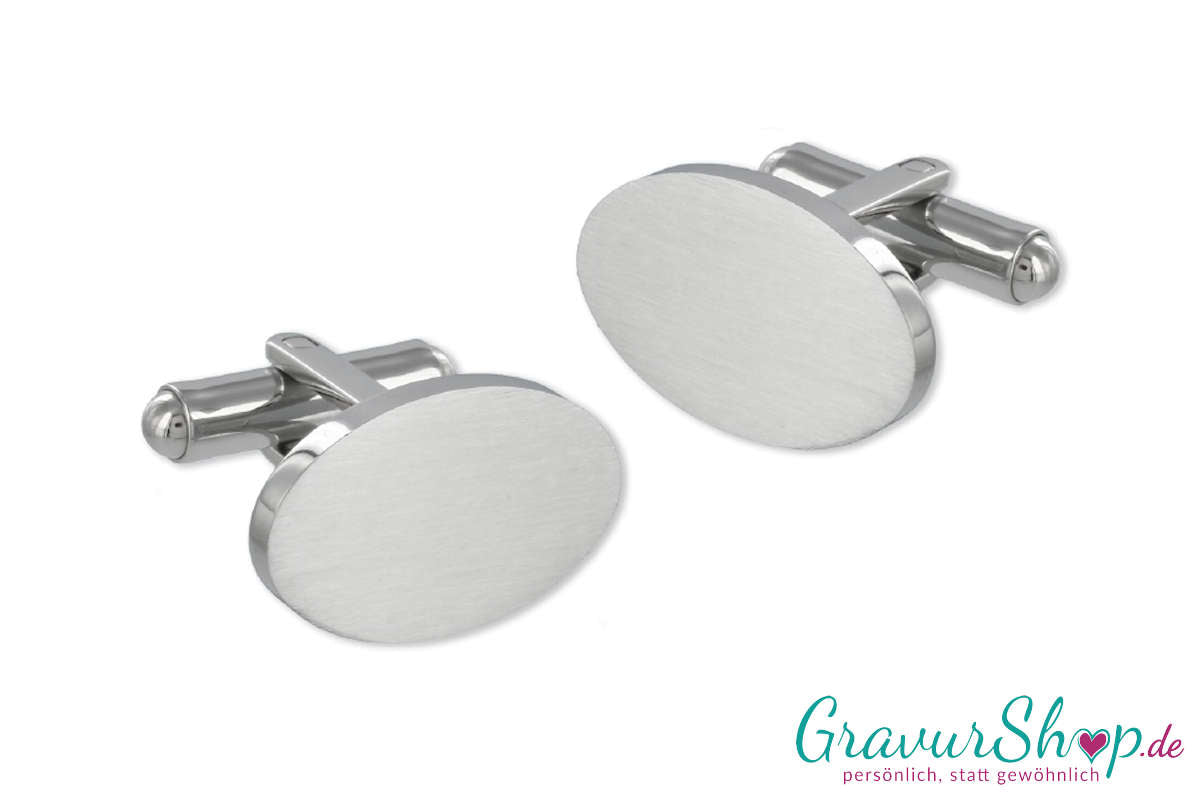 Edelstahl Manschettenknöpfe oval mit Gravur