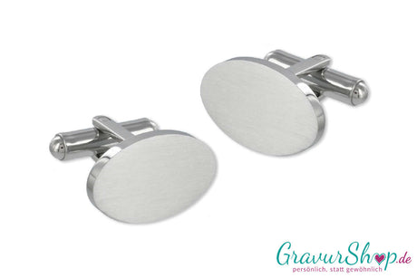 Edelstahl Manschettenknöpfe oval mit Gravur