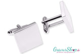 Quadratische Manschettenknöpfe silber mit Gravur