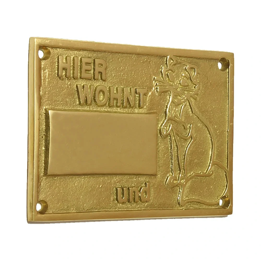 Messingschild 43 mit Katze