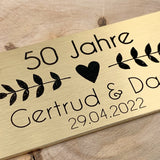 Hochzeitsschild Messing | Personalisiert mit Name, Datum oder Text | Eckig