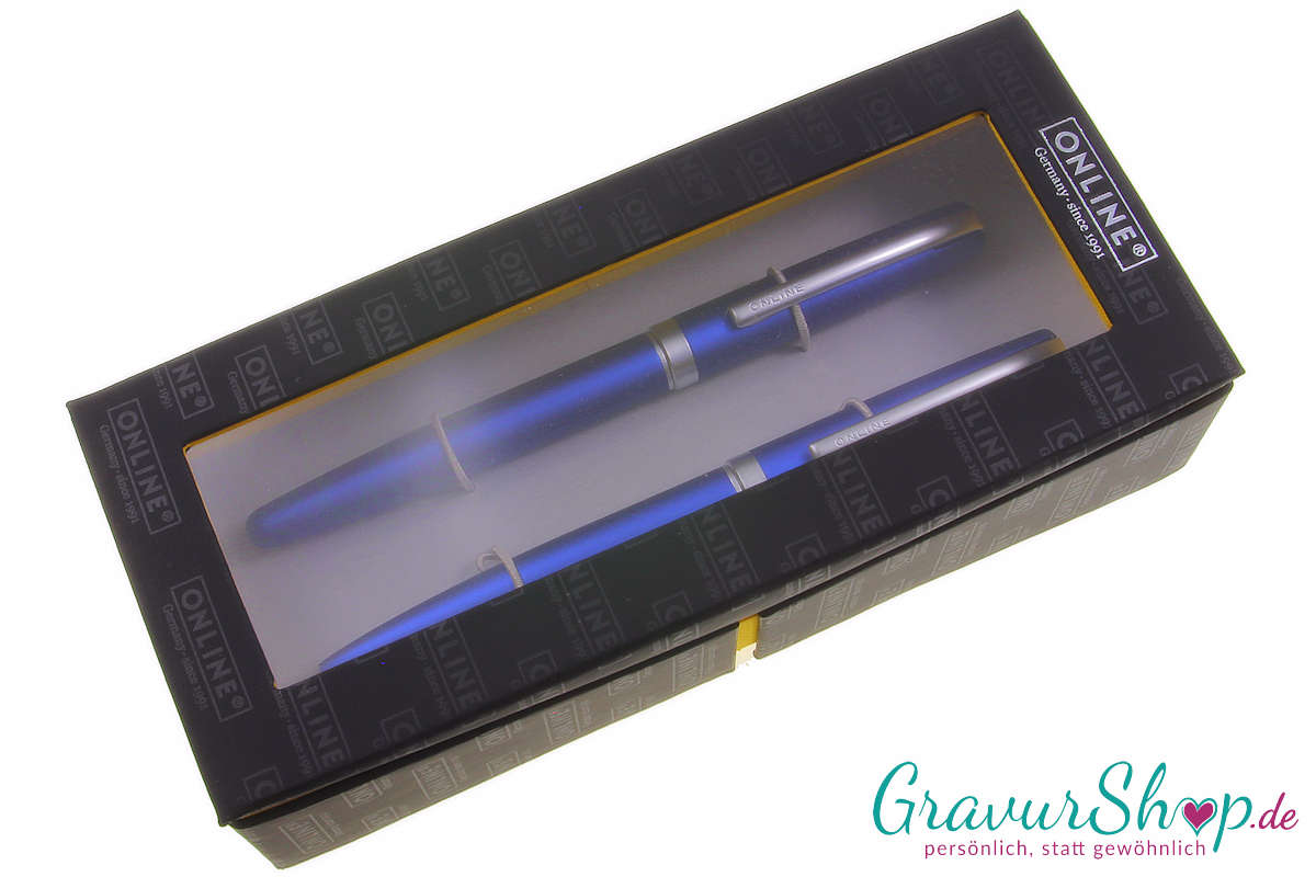 Online Eleganza Blau Schreibset mit Lasergravur