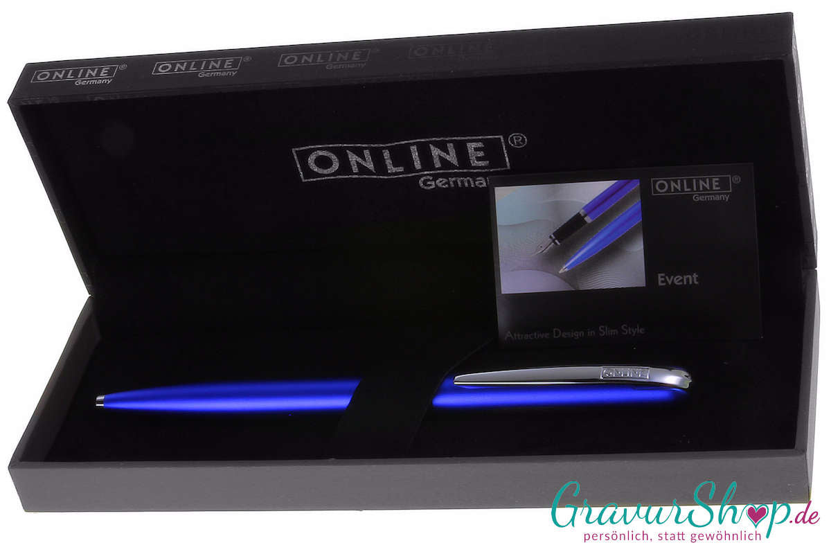 Online Event Kugelschreiber blau mit Etui