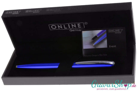 Online Event Kugelschreiber blau mit Etui