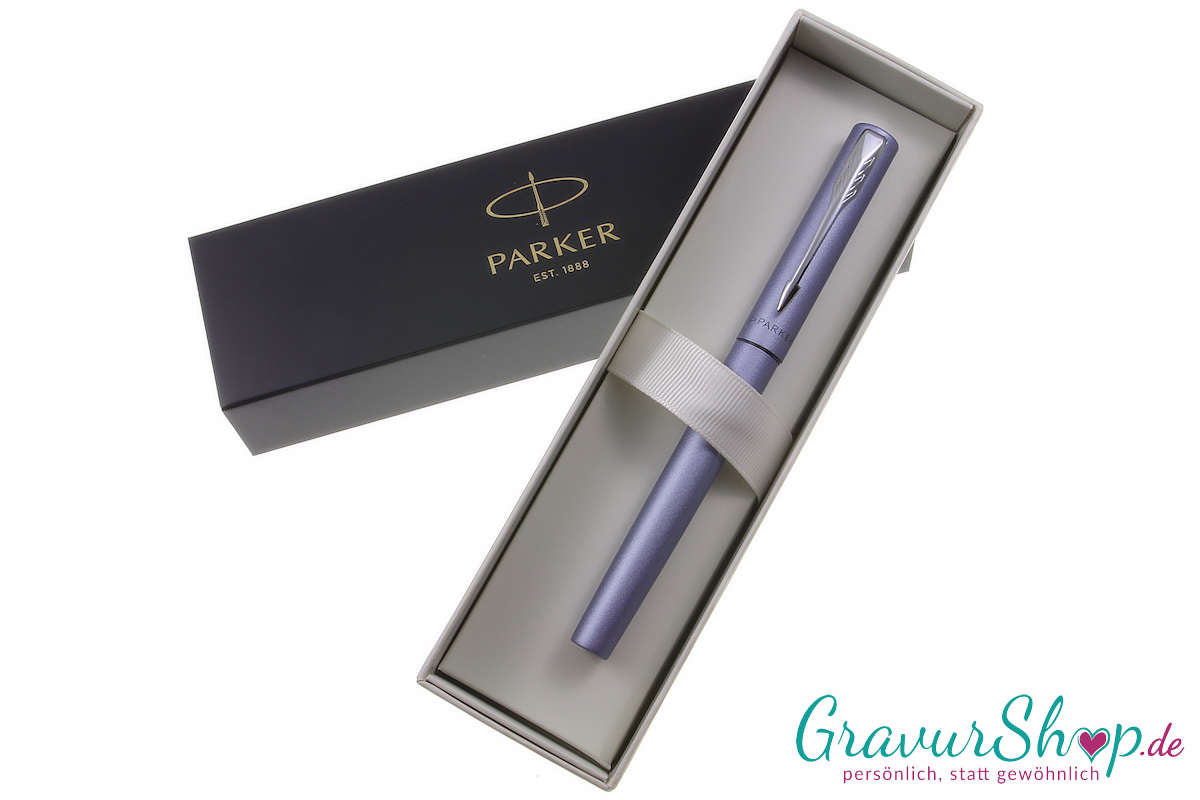 Stilvoller Parker Fuellhalter Vector XL mattsilberblau in Geschenkbox