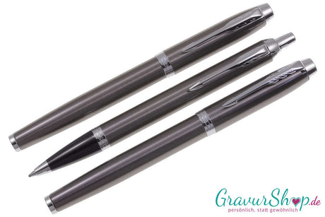Parker IM Schreibset Dark Espresso Kuli Füller Tintenroller mit Gravur