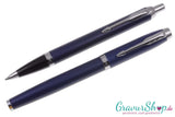 Parker IM Schreibset Kugelschreiber + Füller Matte Blue mit Gravur