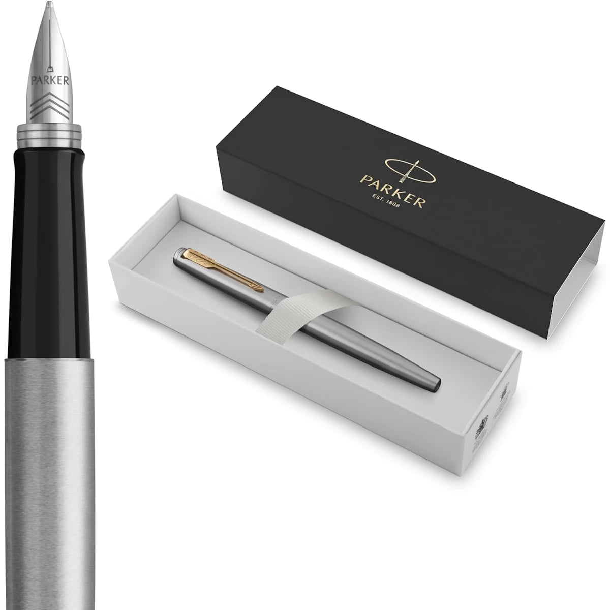 Personalisierter Parker Jotter Füller Edelstahl Gold mit Gravur
