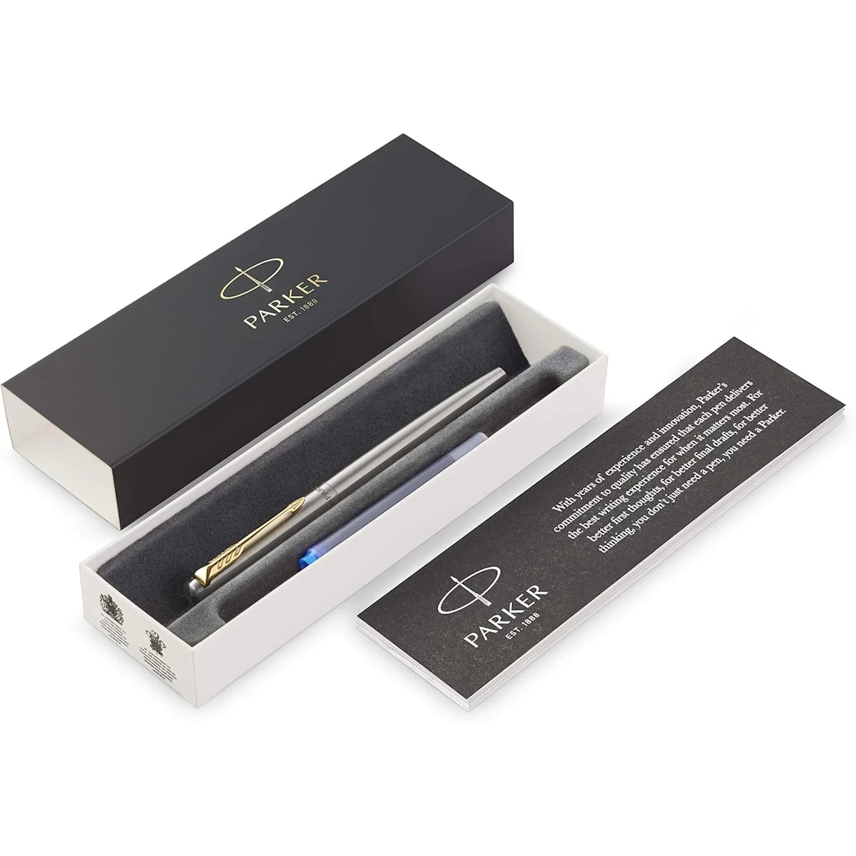 Personalisierter Parker Jotter Füller Edelstahl Gold in Geschenkbox